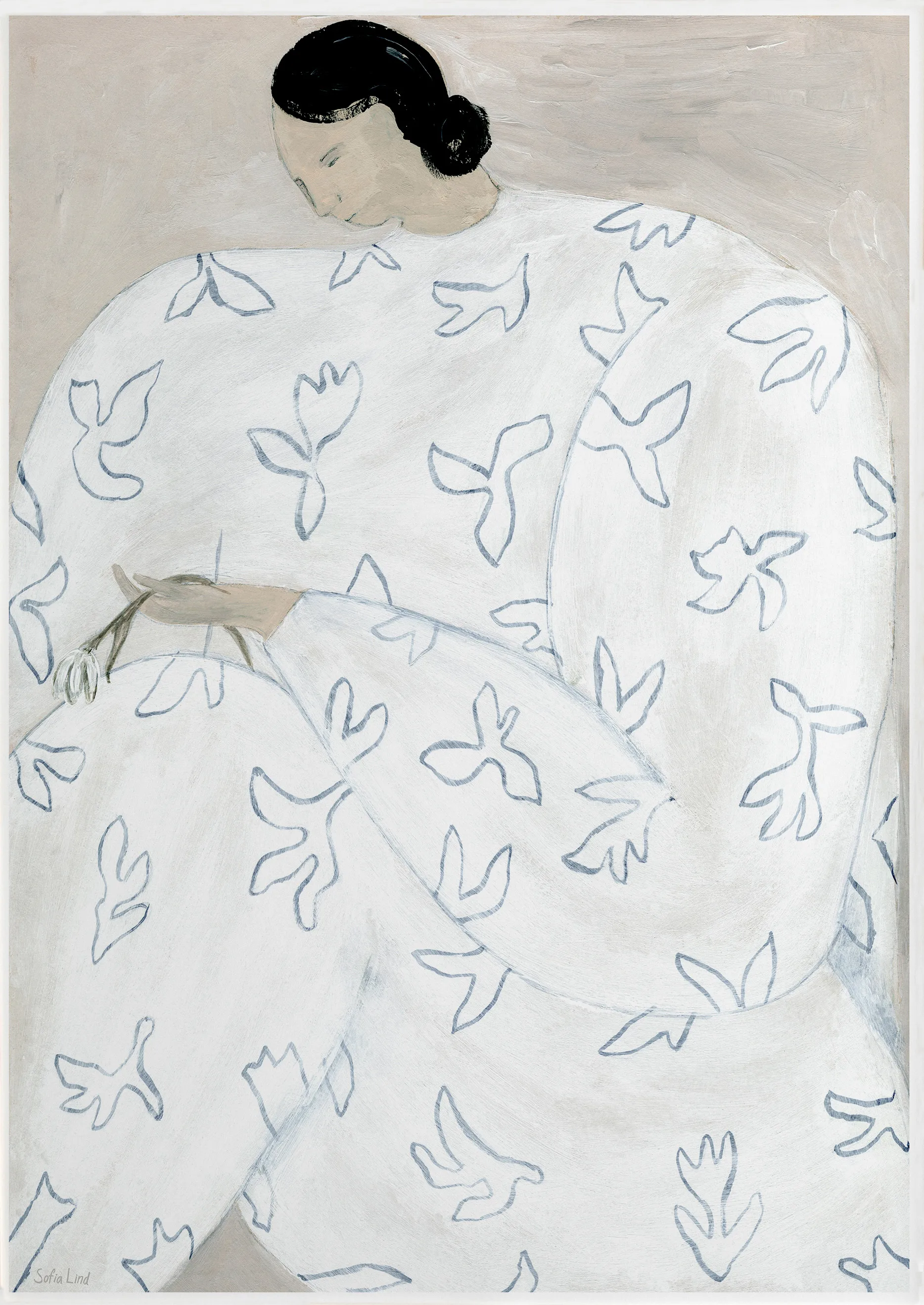 White flower ポスター 50x70 cm, Nude Fine Little Day | ファインリトルデイ