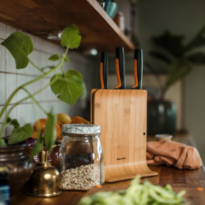 ファンクショナルフォーム 竹製ナイフブロック ナイフ3セット付き, 4 pieces Fiskars | フィスカース