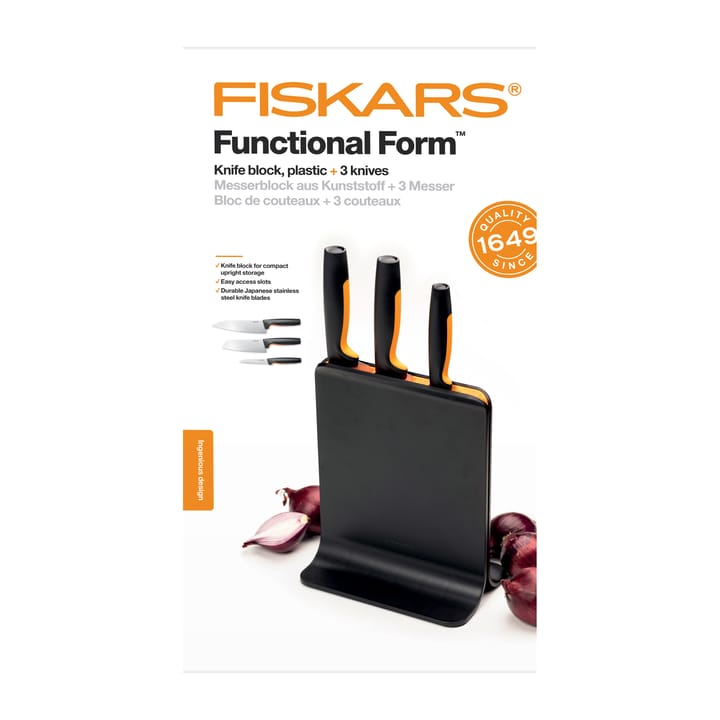 Functional Form プラスチックナイフブロック & ナイフ 3本, 4 pieces Fiskars | フィスカース