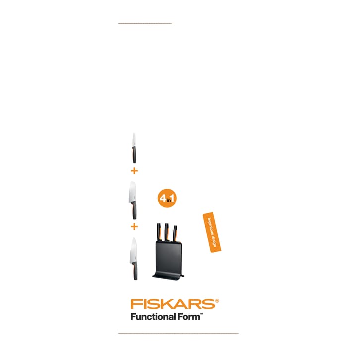 Functional Form プラスチックナイフブロック & ナイフ 3本, 4 pieces Fiskars | フィスカース
