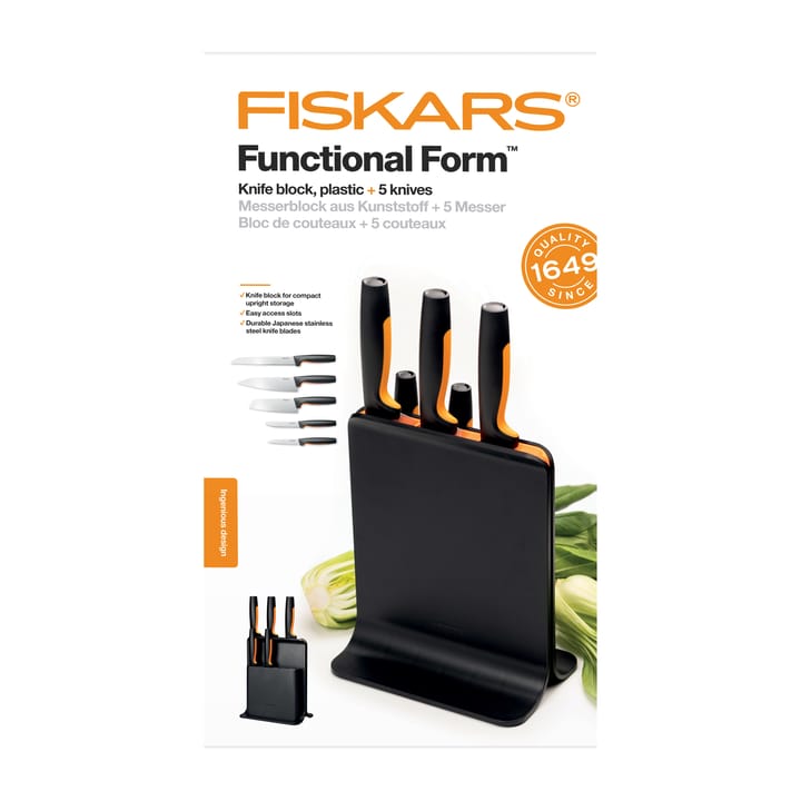 Functional Form プラスチックナイフブロック & ナイフ 5本, 6 pieces Fiskars | フィスカース