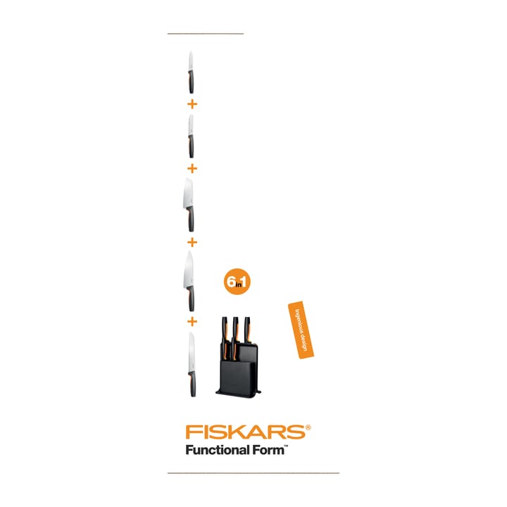 Functional Form プラスチックナイフブロック & ナイフ 5本, 6 pieces Fiskars | フィスカース