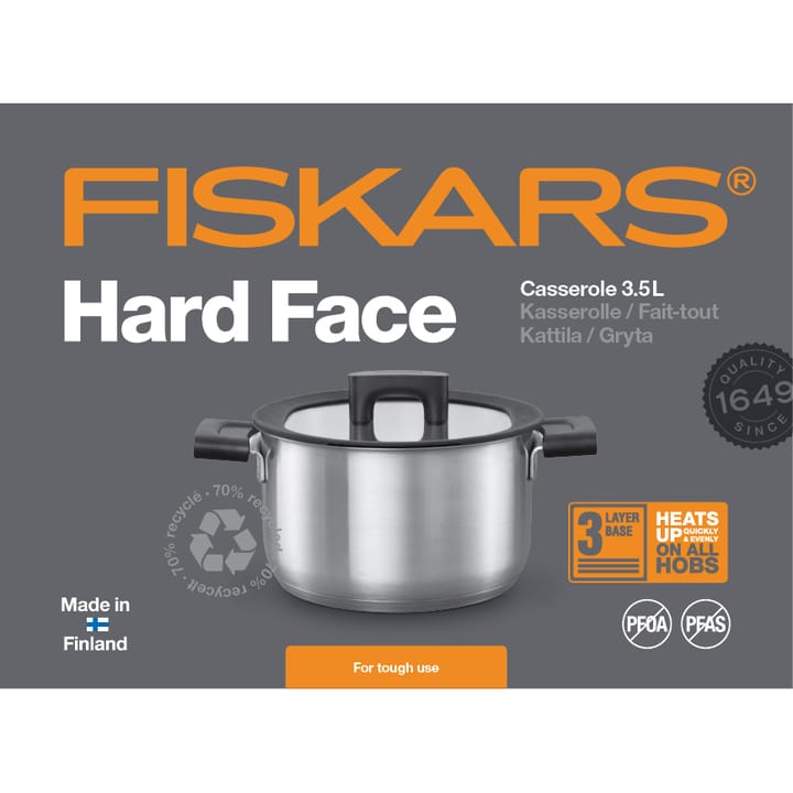 Hard Face スチール キャセロール 蓋付き - 3.5 l - Fiskars | フィスカース