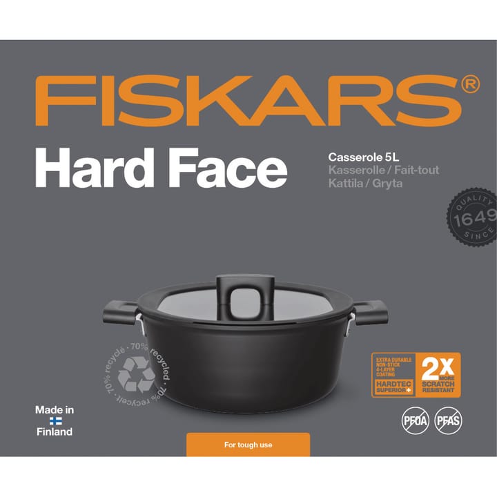 Hard Face キャセロール 蓋付き - 5 l - Fiskars | フィスカース