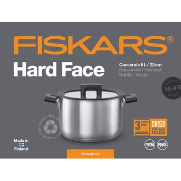 Hard Face スチール キャセロール 蓋付き - 5 l - Fiskars | フィスカース