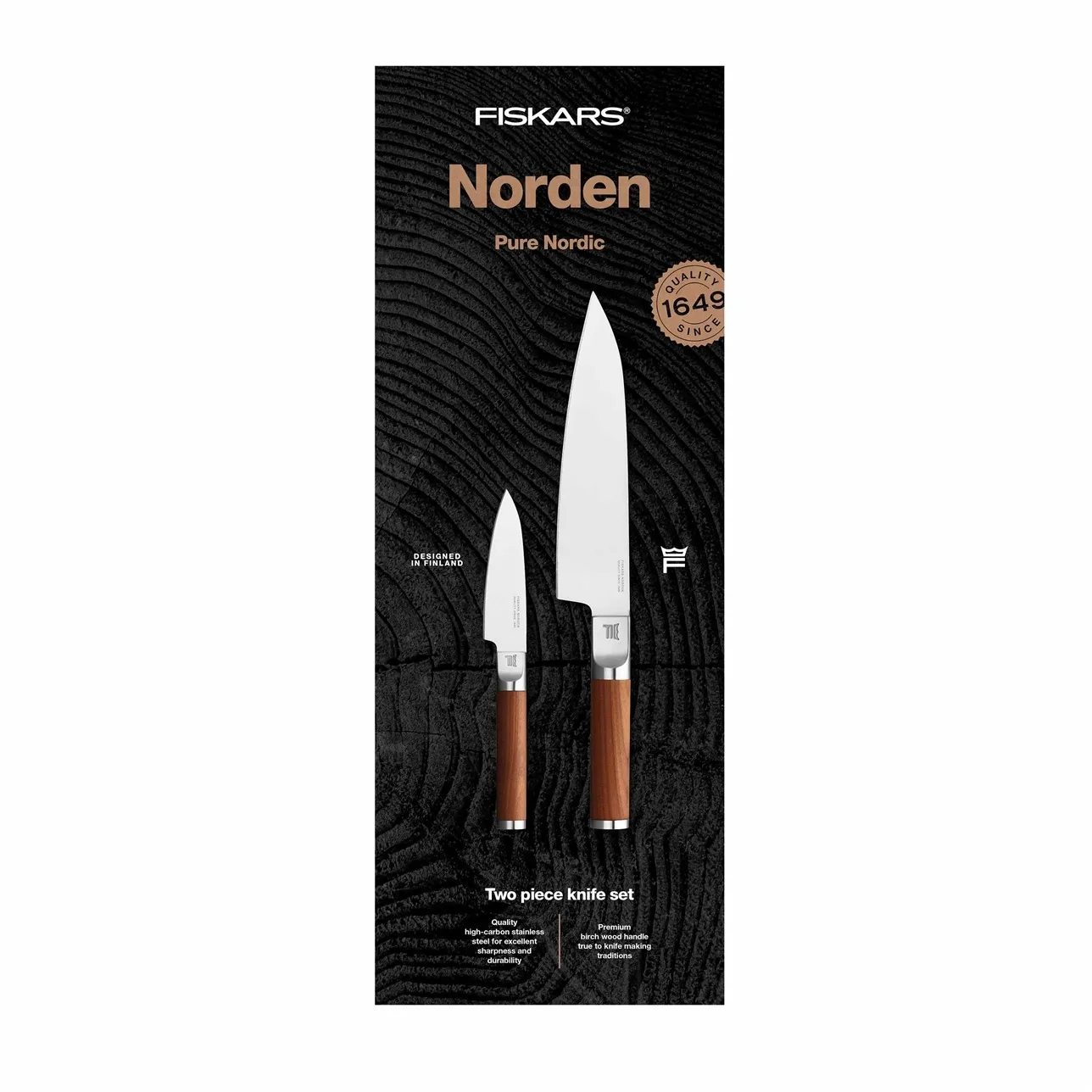 Norden シェフナイフ + 野菜用ナイフ ナイフセット 2点, Stainless steel-birch Fiskars | フィスカース