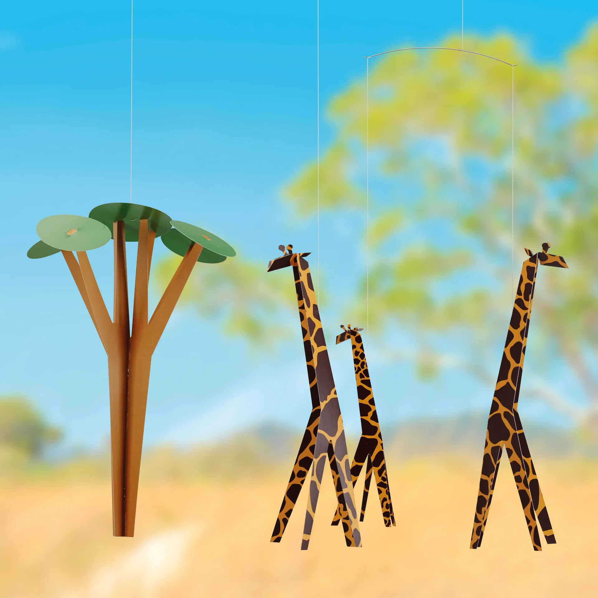 Giraffes on the Savannah モビール, multi Flensted Mobiles | フレンステッドモビール