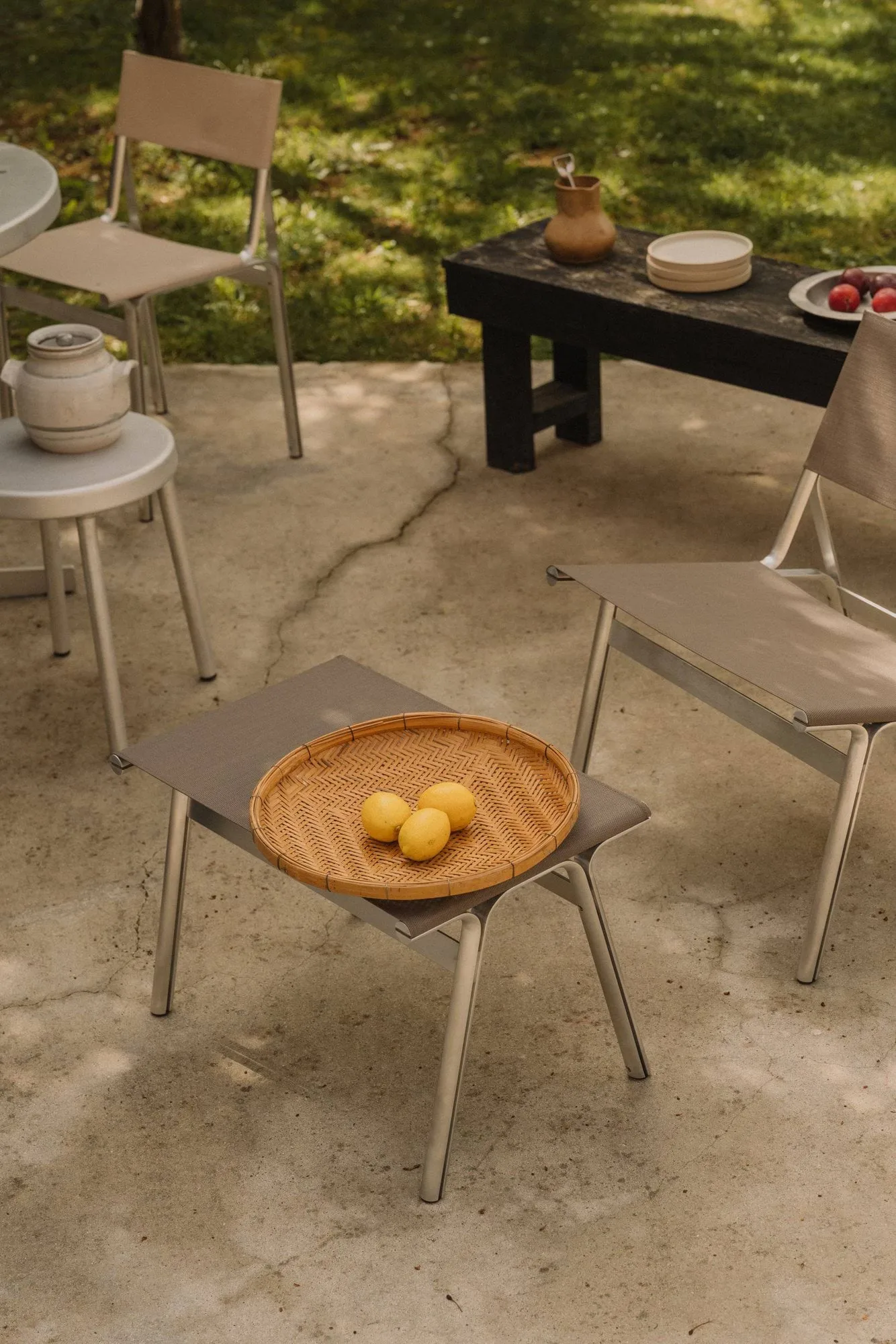 Union スツール, Aluminium-Sandstone Linen, H: 40,6 cm FRAMA