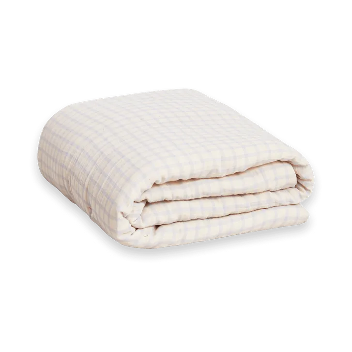 Gingham Sky Blue Muslin キルトブランケット, 100x140 cm Garbo&Friends