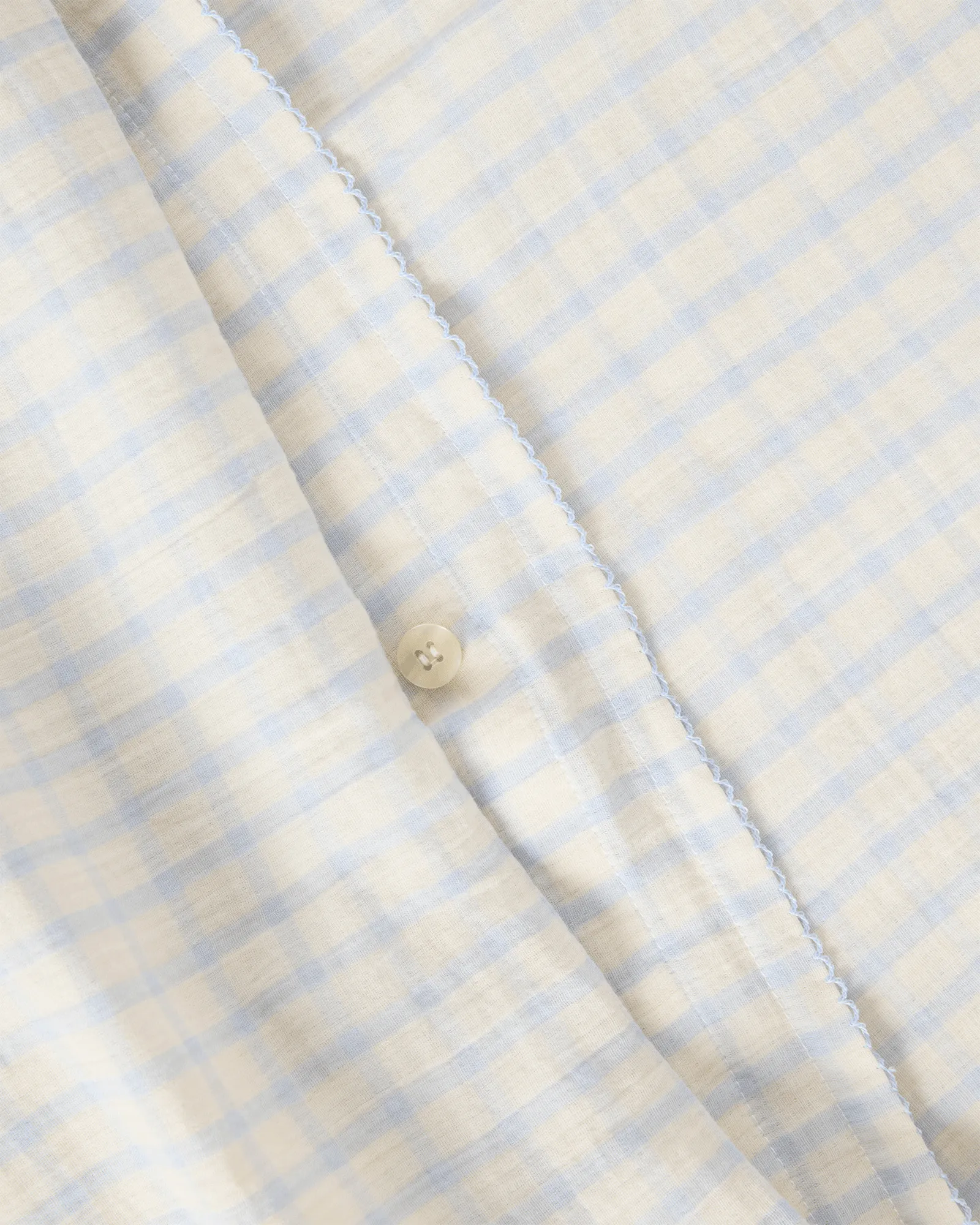 Gingham Sky Blue Muslin 掛け布団カバー, 135x200 cm Garbo&Friends
