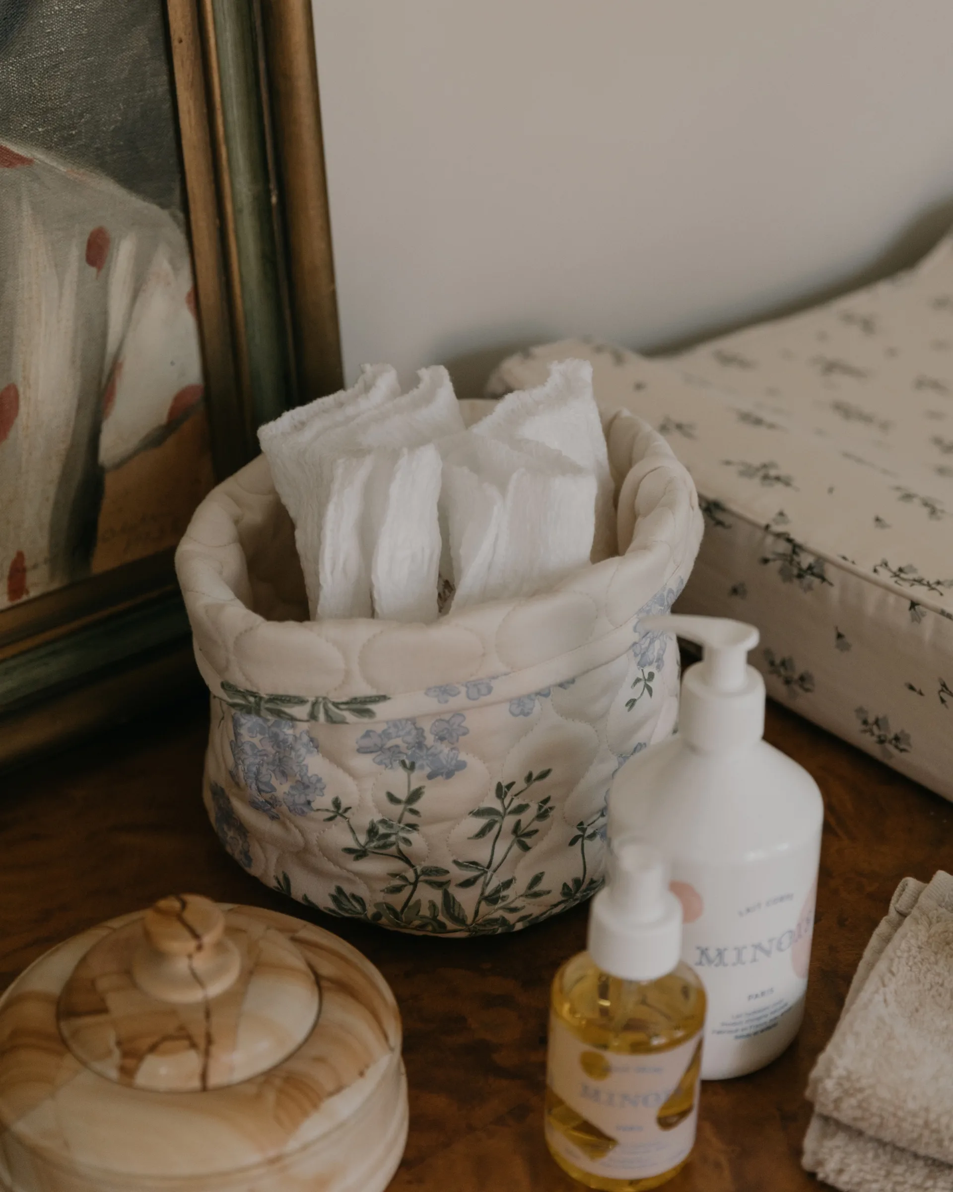 Plumbago サテンキルト バスケット 2個セット, 20xØ20 cm + 30xØ30 cm Garbo&Friends