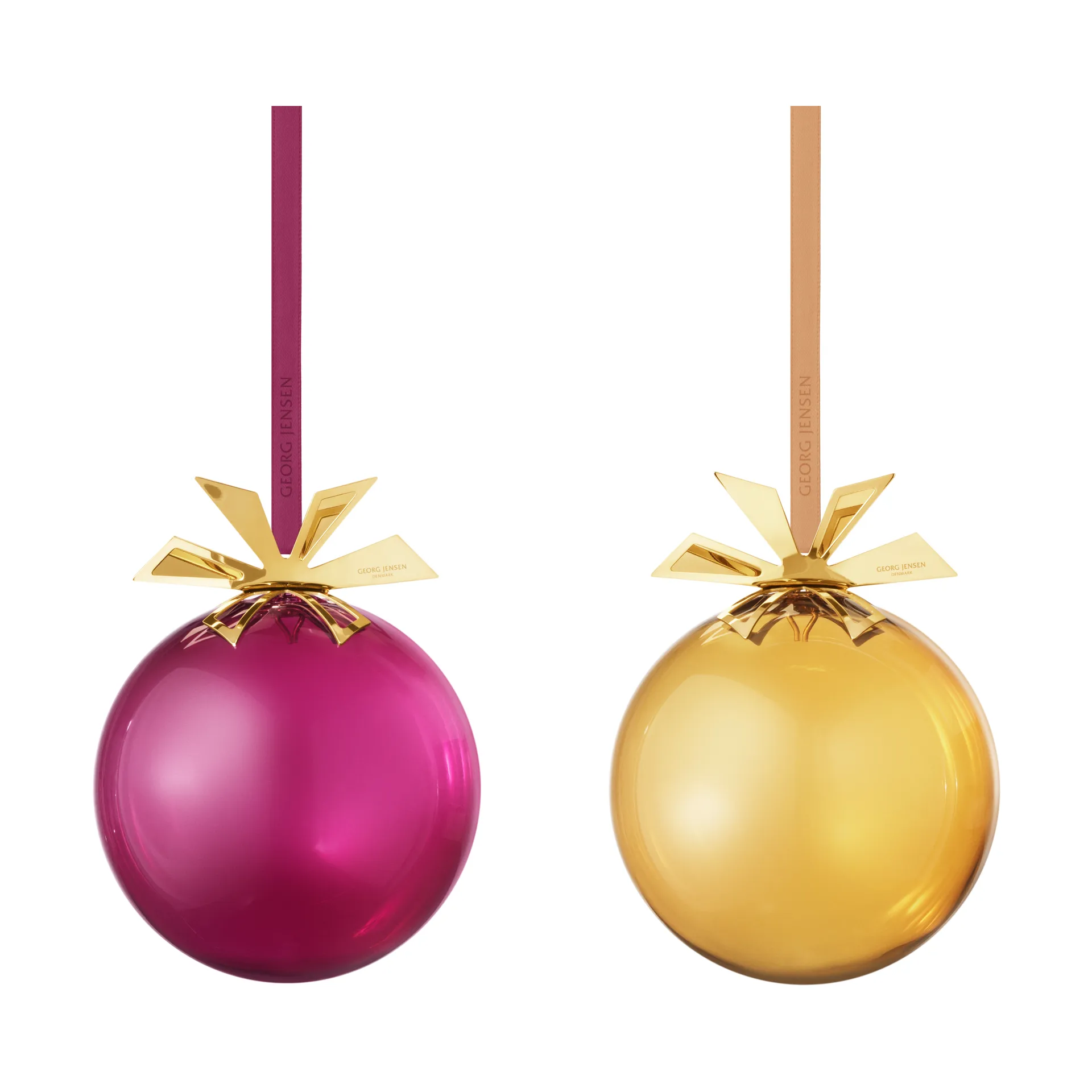 2025 クリスマスツリー ガラスオーナメント 2個, Gold-Bordeaux Georg Jensen | ジョージ ジェンセン