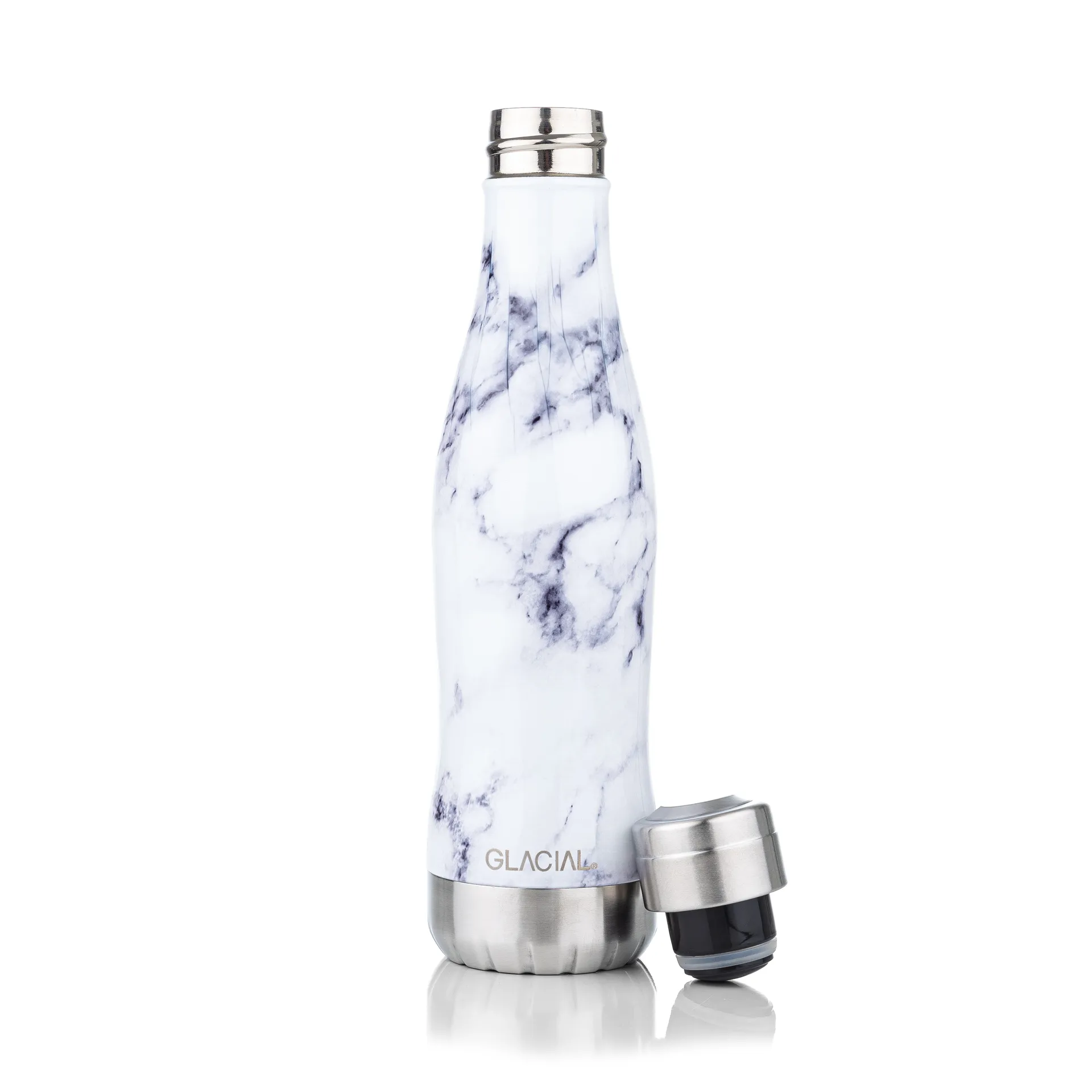 Glacial 水筒 400 ml, White marble Glacial