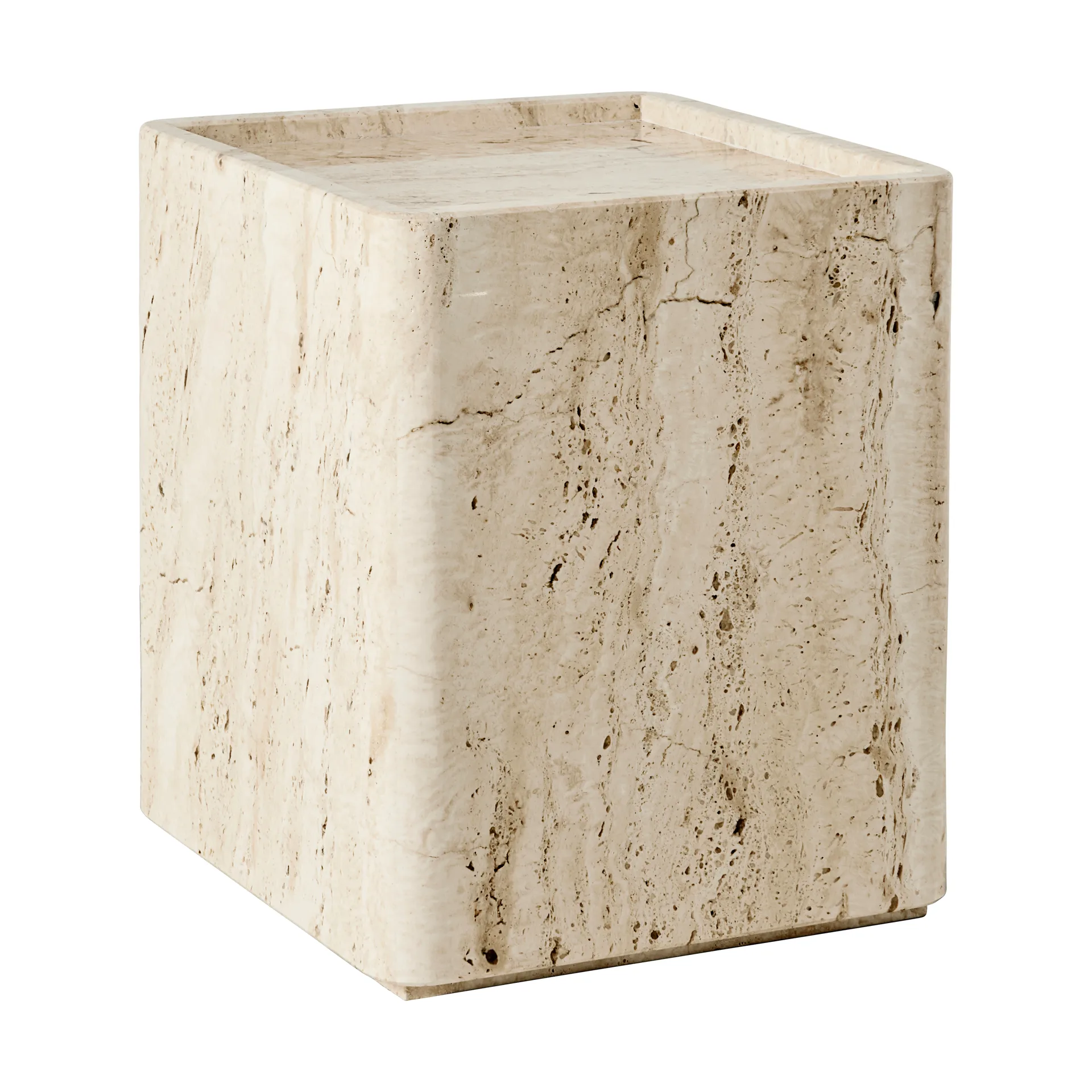 Pietra サイドテーブル 33x33x40 cm, Neutral white travertine GUBI | グビ