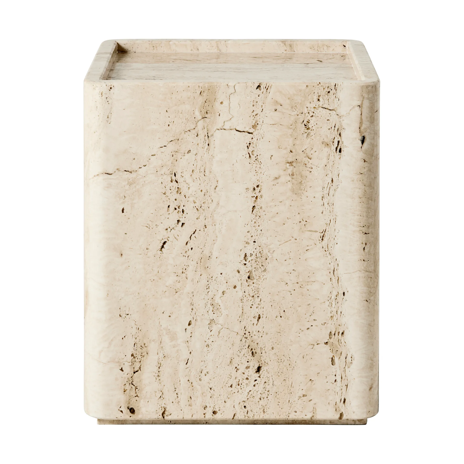 Pietra サイドテーブル 33x33x40 cm, Neutral white travertine GUBI | グビ