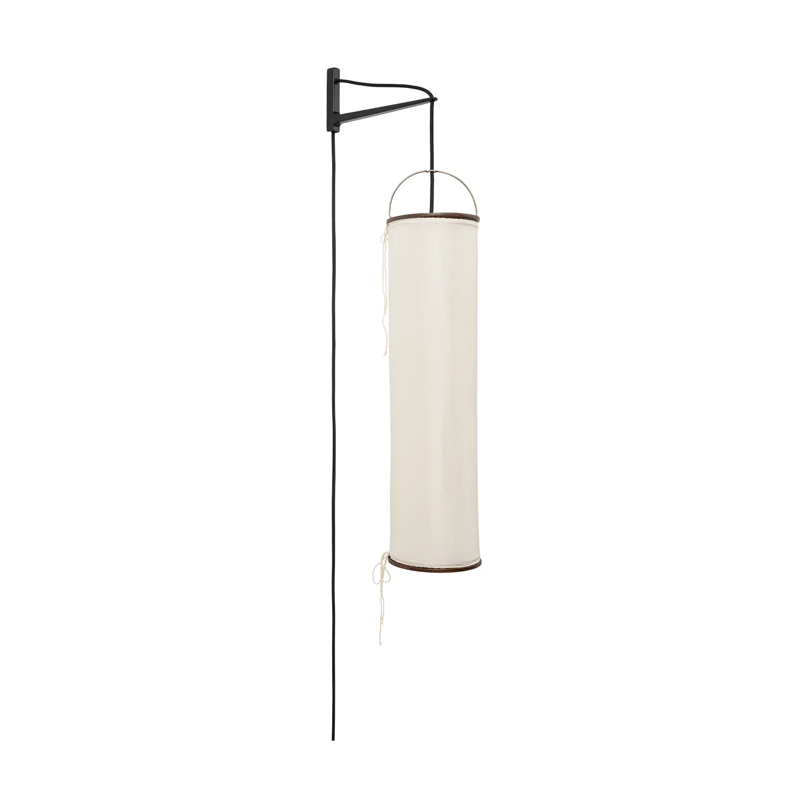 Silk Lantern ウォールランプ, Natural white silk-semi matt black GUBI | グビ