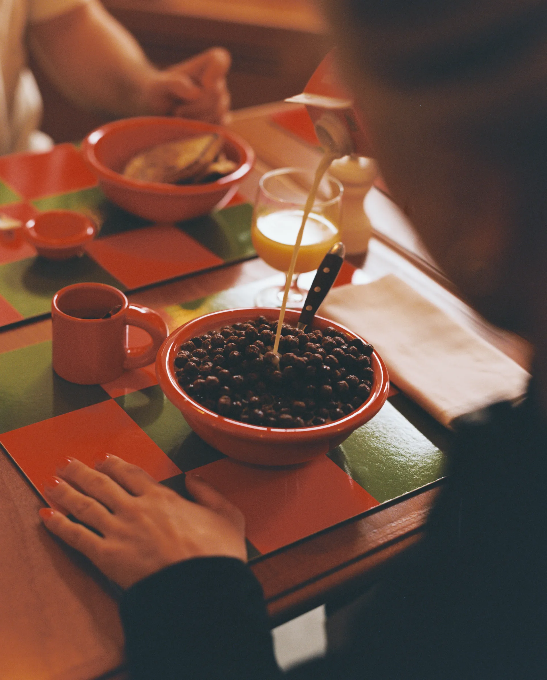 Check ランチョンマット 30x40 cm 2枚, Butter-burgundy Hem