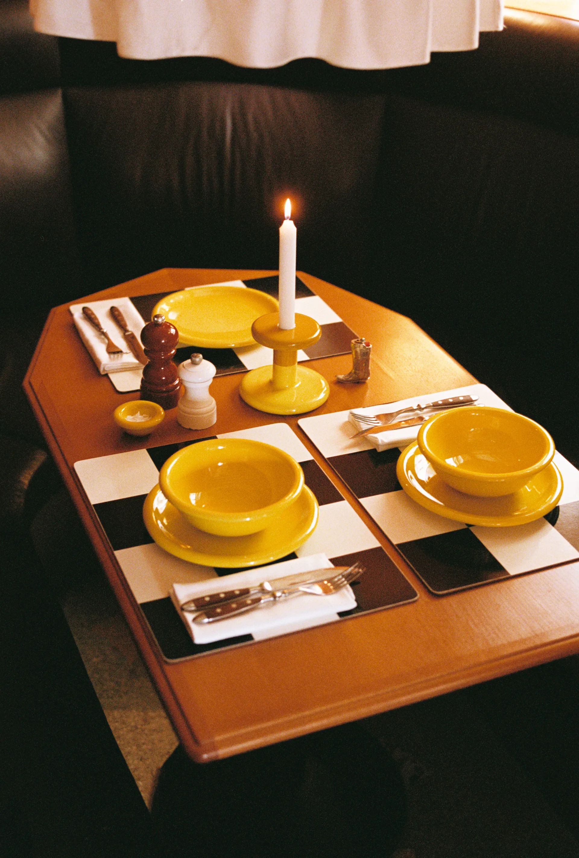 Check ランチョンマット 30x40 cm 2枚, Butter-burgundy Hem