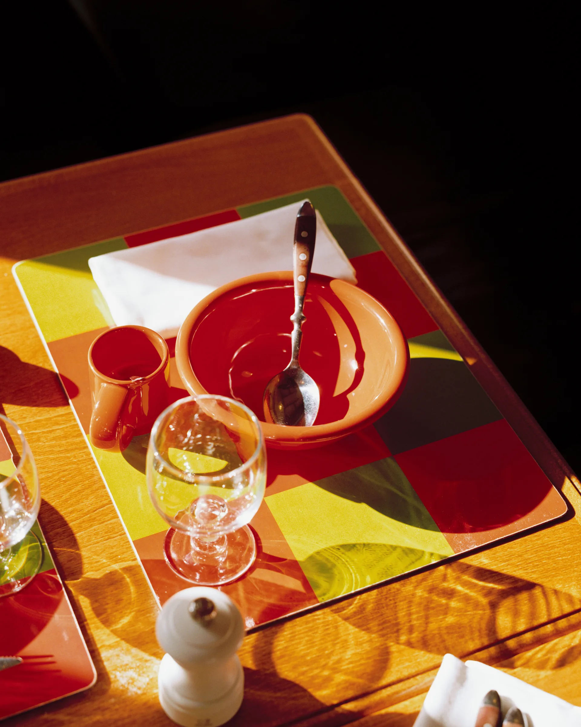 Check ランチョンマット 30x40 cm 2枚, Honey-pink Hem