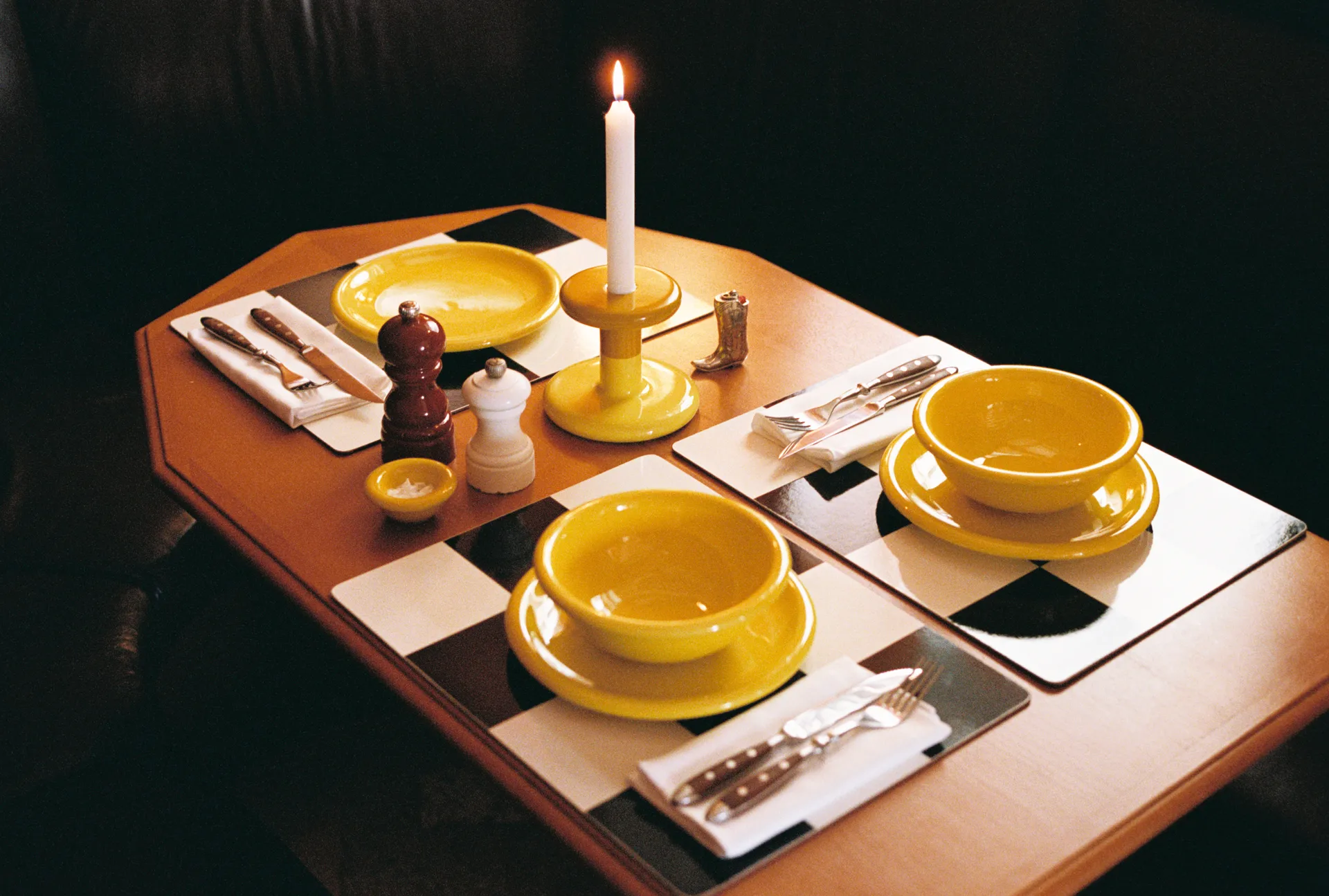 Check ランチョンマット 30x40 cm 2枚, Honey-pink Hem