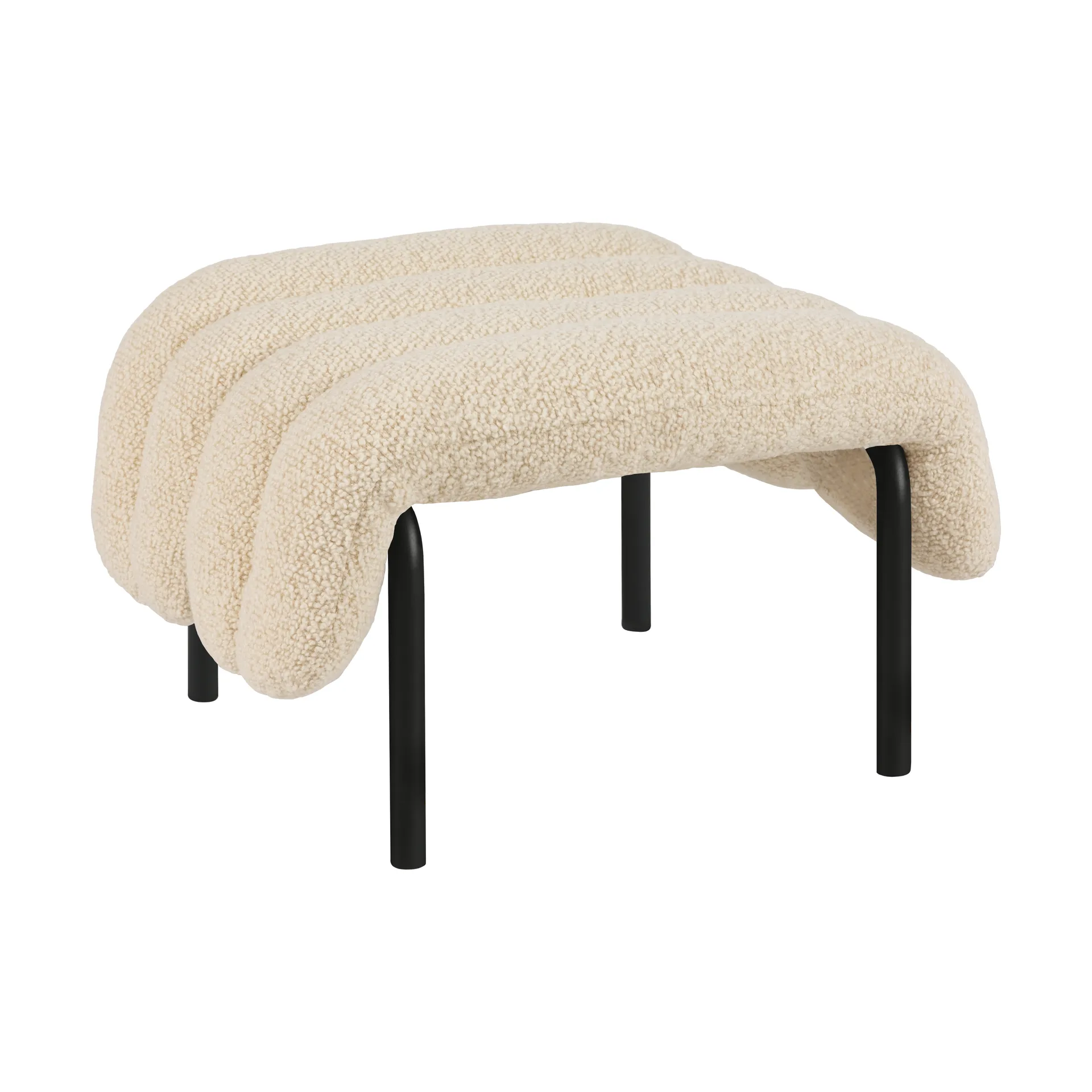 Puffy オットマン 58x67 cm, Eggshell-black grey Hem