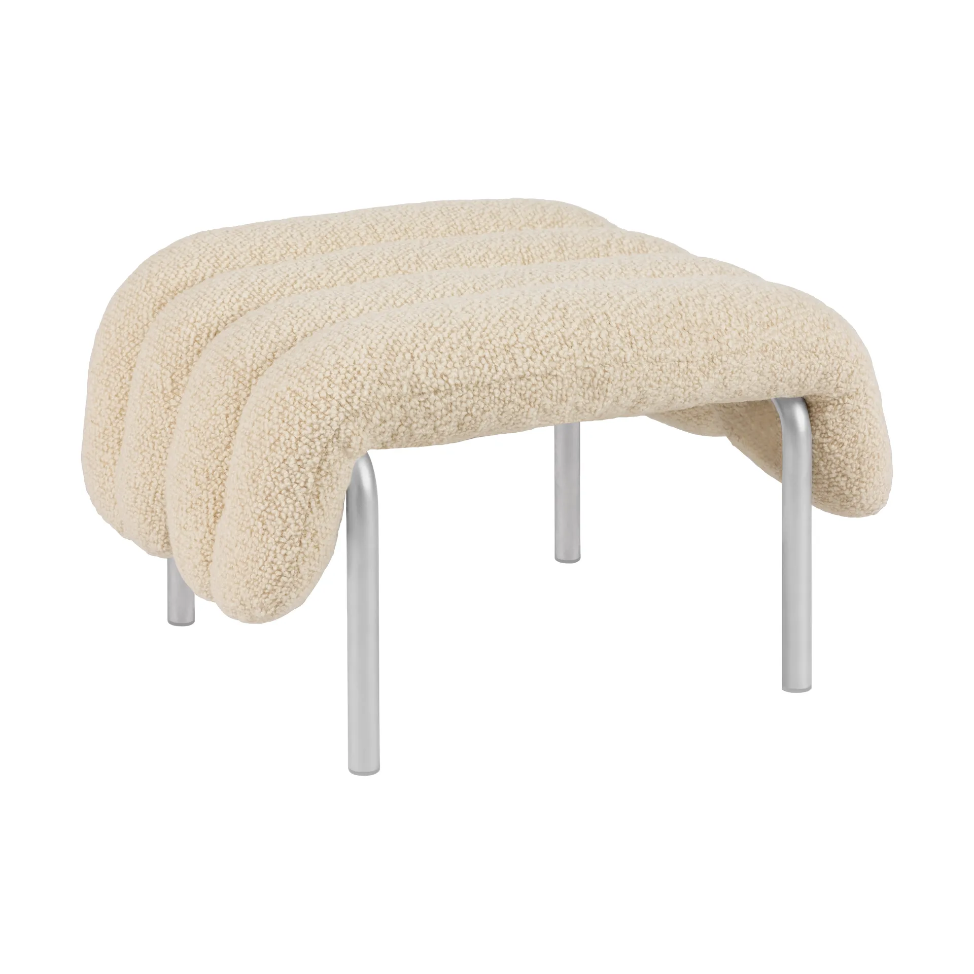 Puffy オットマン 58x67 cm, Eggshell-stainless steel Hem