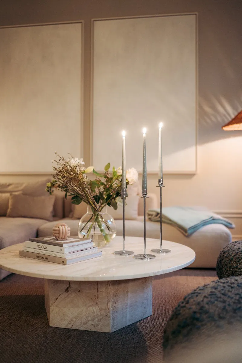 Chiaro Di Luna キャンドルスティック 35 cm, Nickel-plated brass Hilke Collection