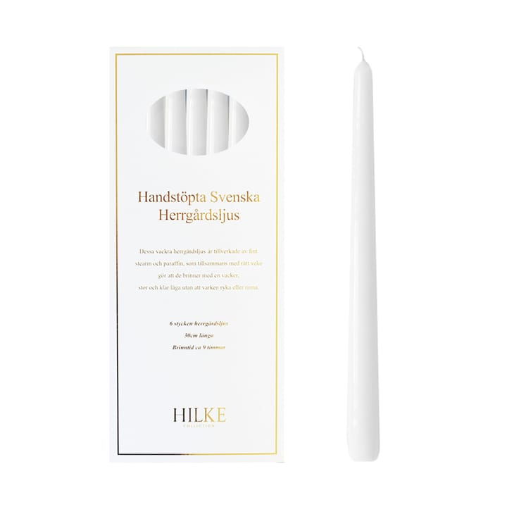 Herrgårdsljus キャンドル 30 cm 6本, White glossy Hilke Collection
