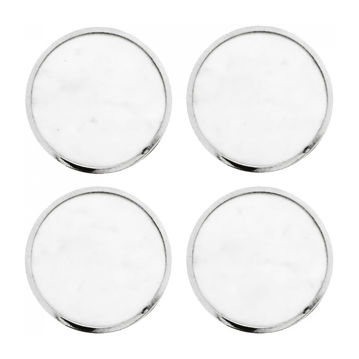 Hilke Collection コースター 4パック - White marble-nickle plated brass - Hilke Collection
