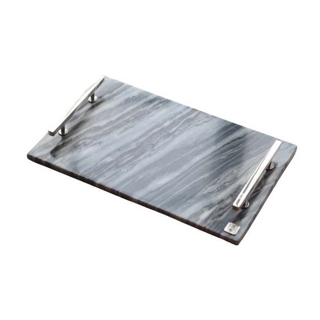 Hilke Collection トレイ 40.5x25.5 cm - grey marble-nickle plated brass - Hilke Collection
