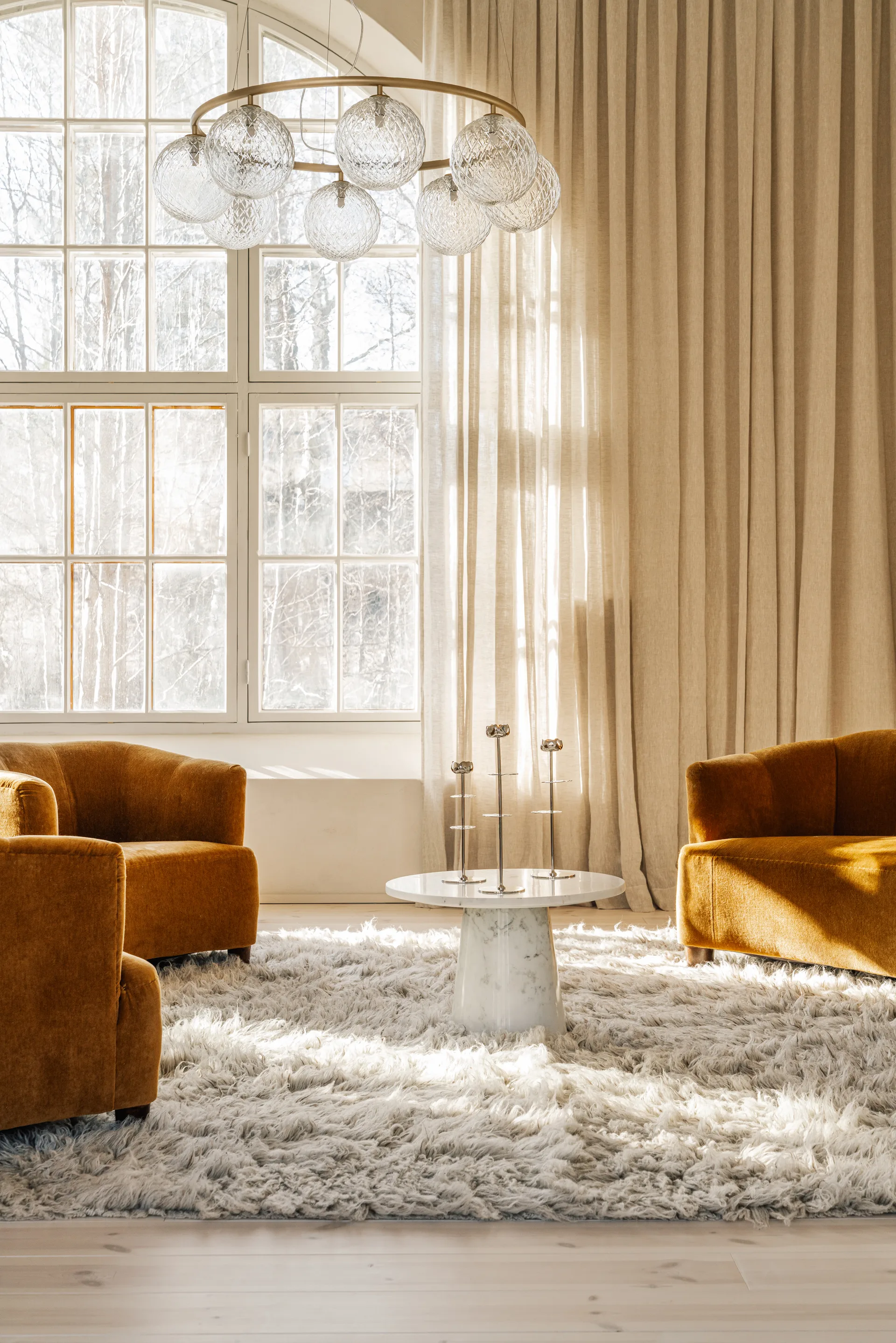 Ninfea Alta キャンドルスティック 30 cm, Nickel-plated brass Hilke Collection