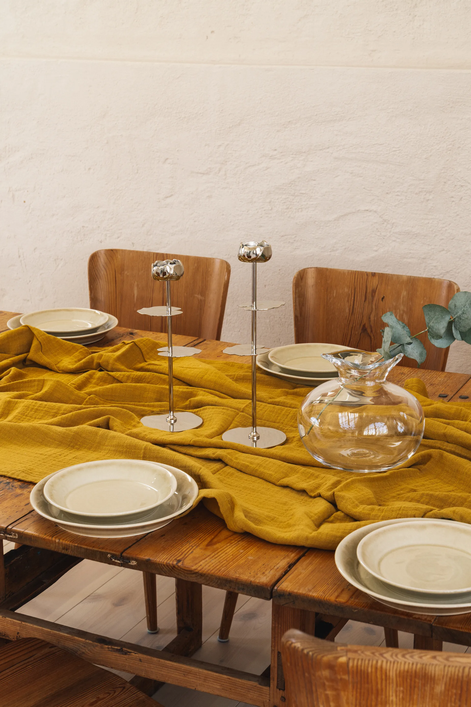 Ninfea Alta キャンドルスティック 30 cm, Nickel-plated brass Hilke Collection