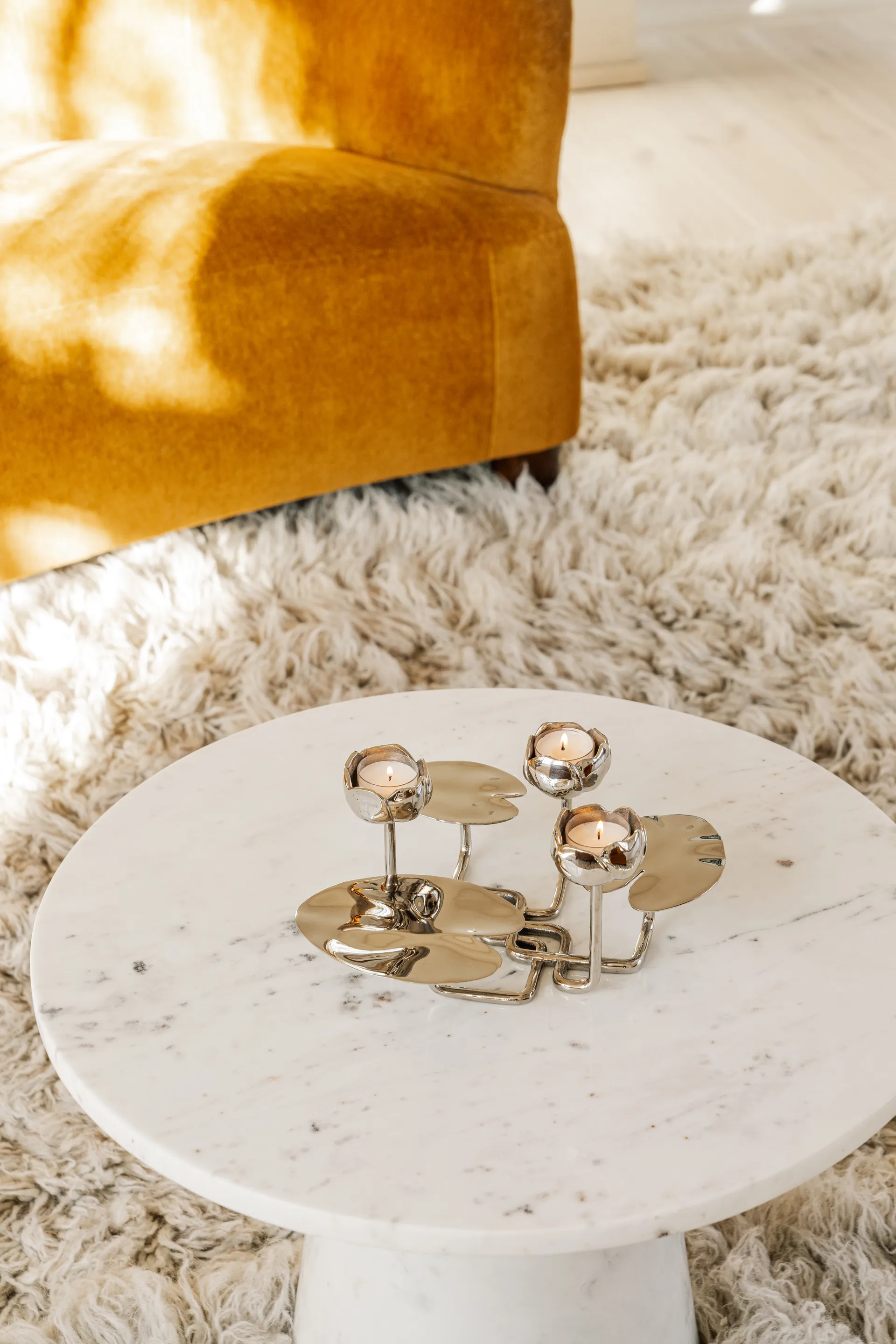 Ninfea grande キャンドルスティック, Nickel-plated brass Hilke Collection