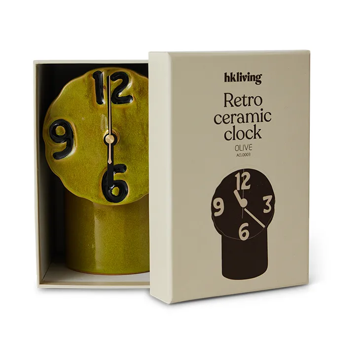 Retro セラミッククロック 18 cm, Olive HKliving | エイチケーリビング