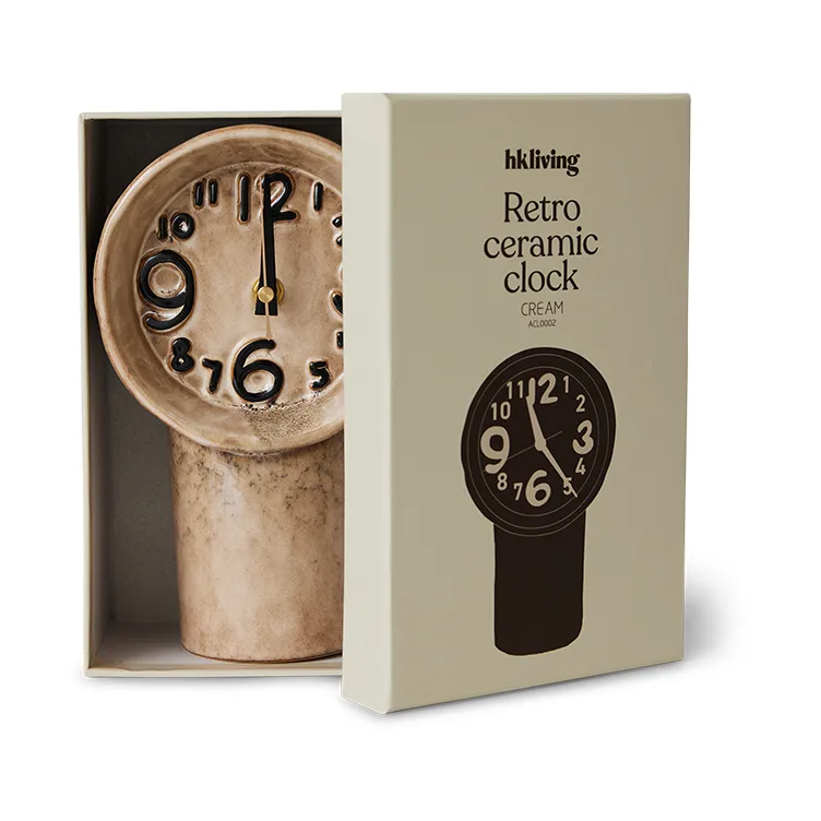 Retro セラミッククロック 23.5 cm, Cream HKliving | エイチケーリビング