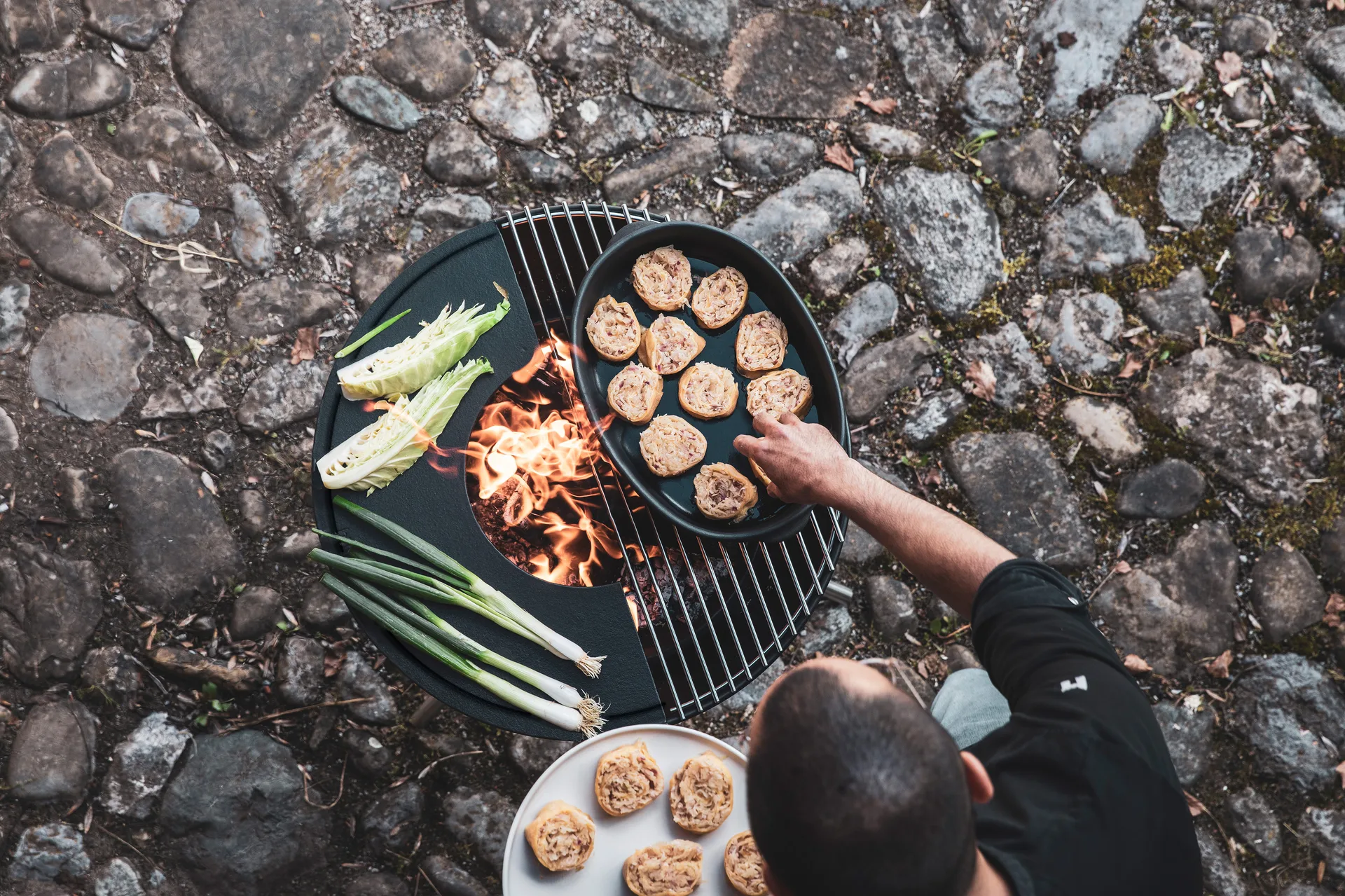 BOWL 57 ファイヤーピット 本体, Black-silver, tripod stand Höfats