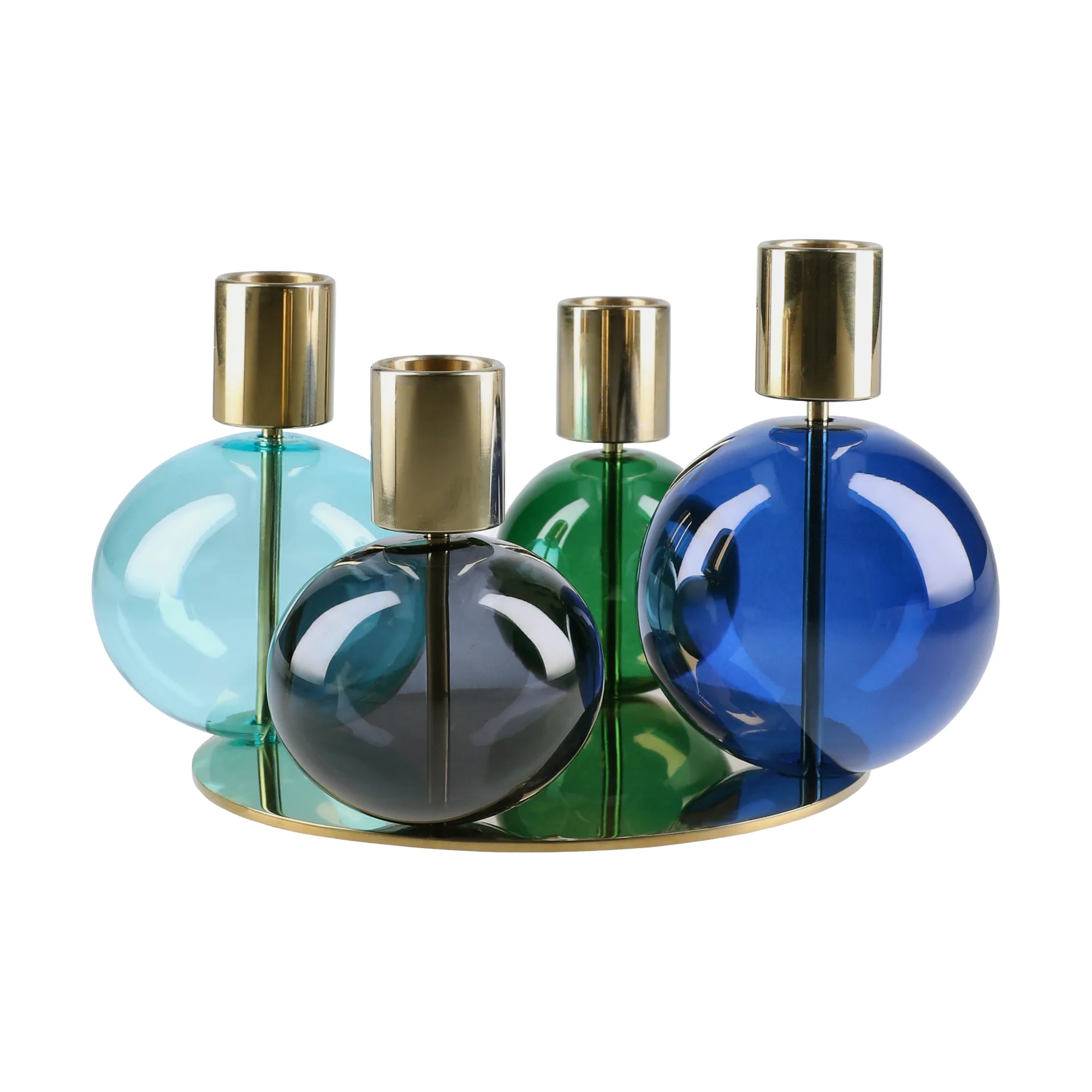 Bubble 4-arm キャンドルホルダー Ø17.5x12 cm, Blue-green-smoke Holmegaard | ホルムガード