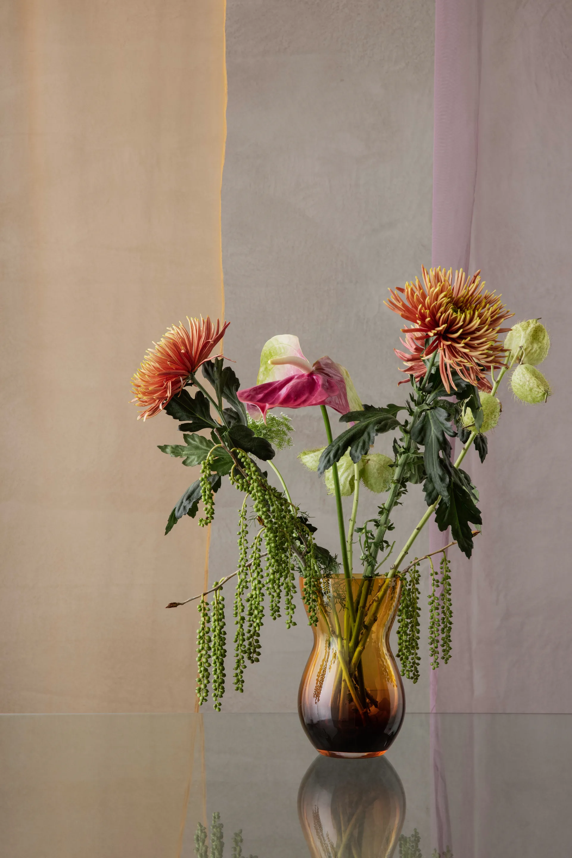 Calabas 花瓶 21 cm, Duo burgundy-amber Holmegaard | ホルムガード