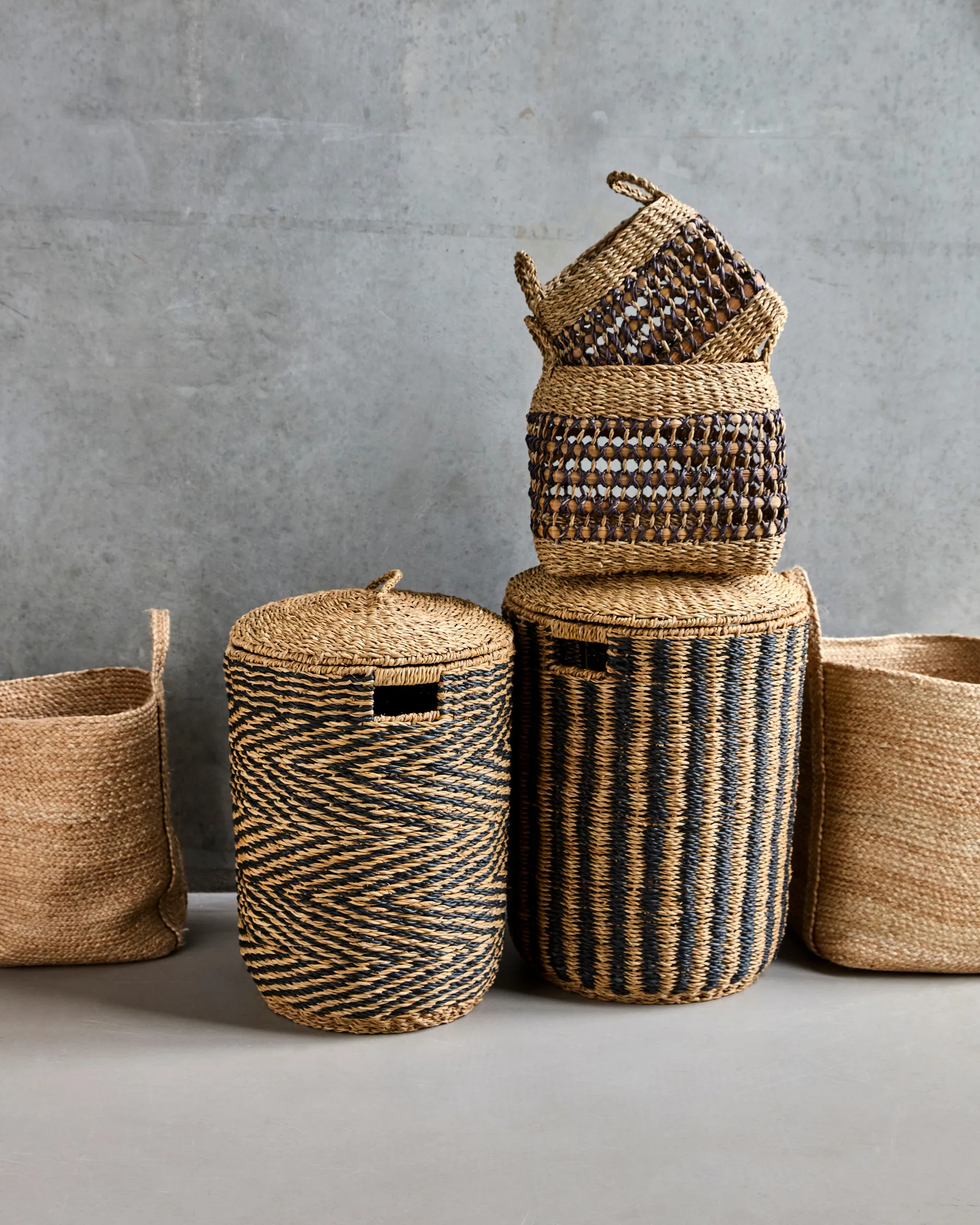 Cesto ランドリーバスケット 2個セット, Natural-black House Doctor | ハウスドクター