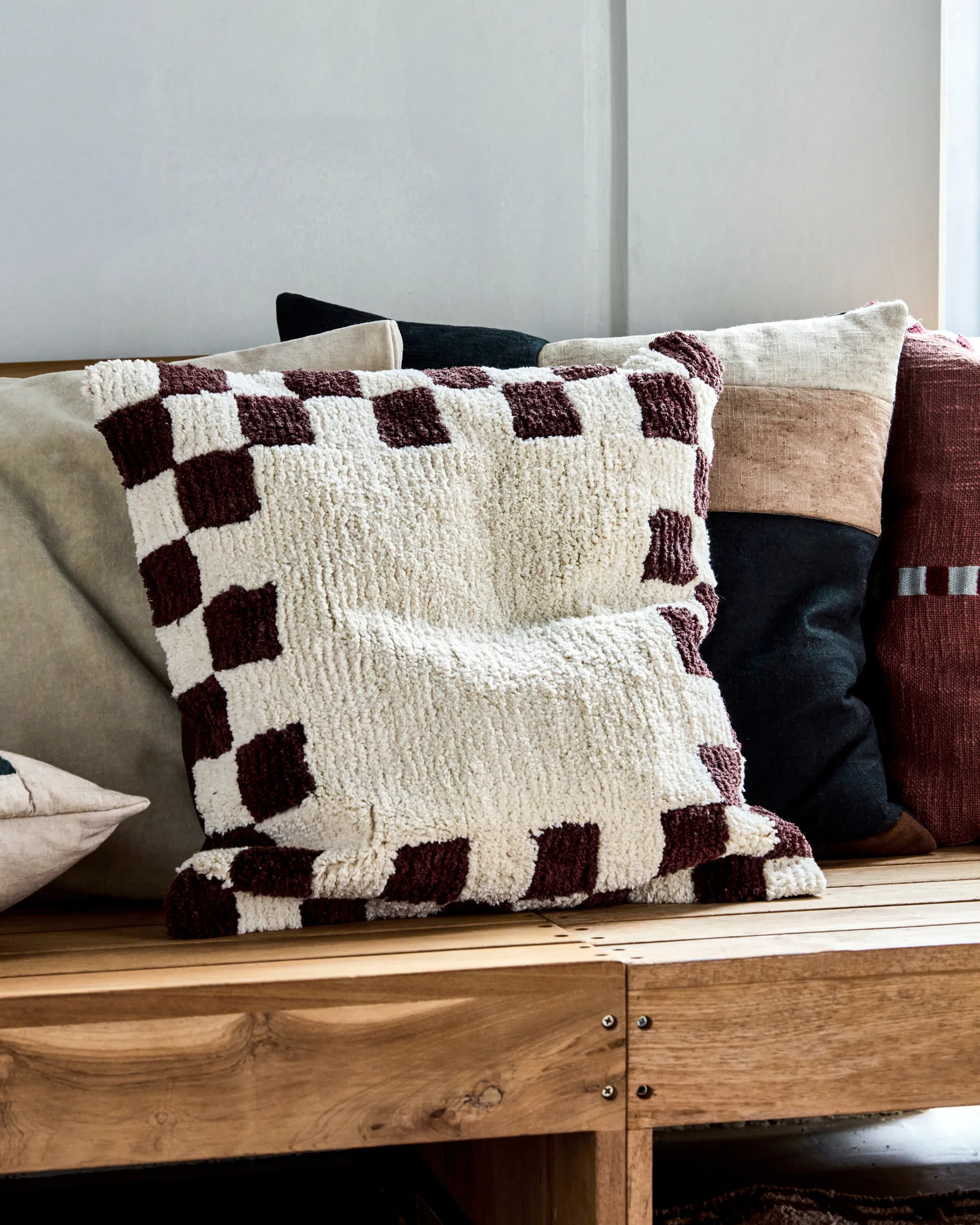 Chess クッションカバー, Brown-off-White, 50x50 cm House Doctor | ハウスドクター