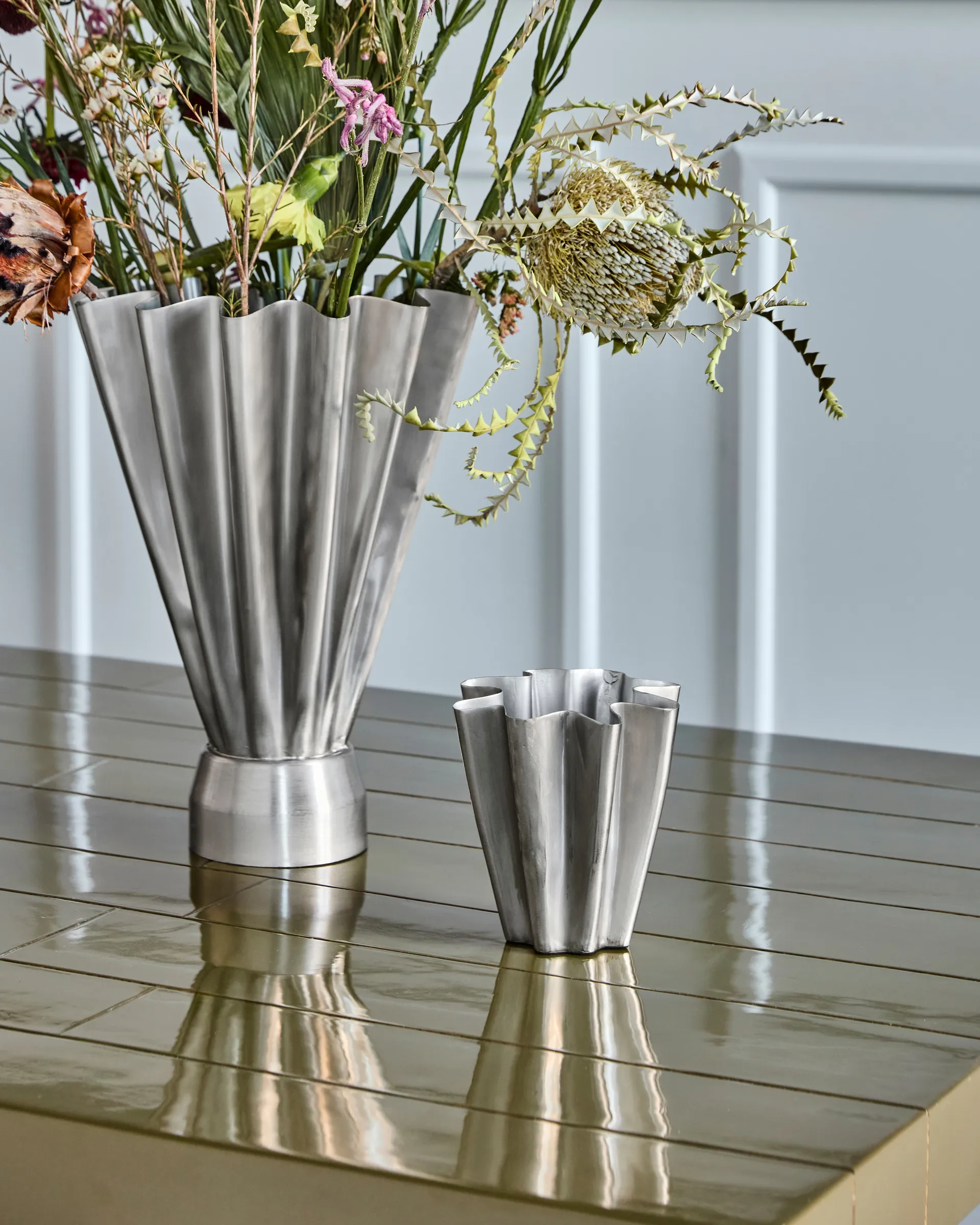 Flood 花瓶 13 cm, Brushed silver House Doctor | ハウスドクター