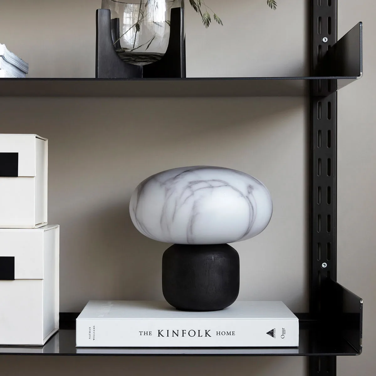 Fog ランタン ブラック and ホワイト マーブル, 20 cm House Doctor | ハウスドクター