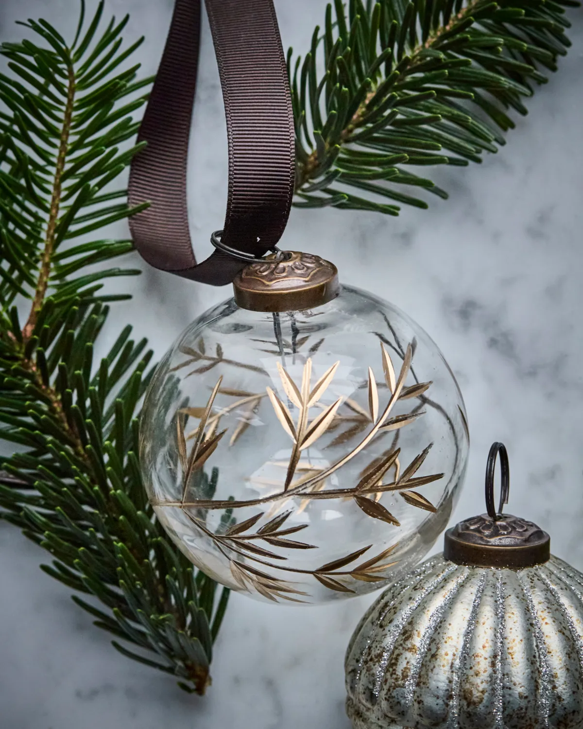 Leaf クリスマスオーナメント Ø7.5 cm 4個, Clear gold House Doctor | ハウスドクター