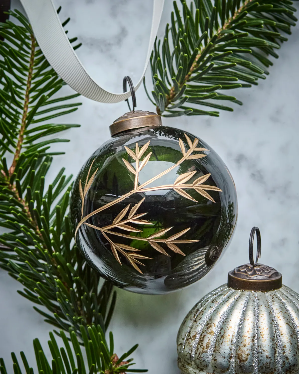 Leaf クリスマスオーナメント Ø7.5 cm 4個, Green-gold House Doctor | ハウスドクター