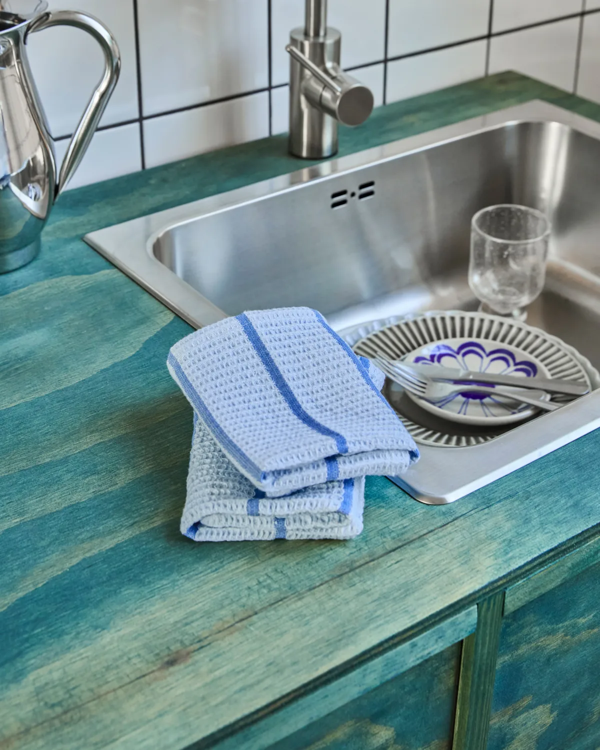 Rena ディッシュクロス, Light blue-blue, 30x30 cm, 2-pack House Doctor | ハウスドクター