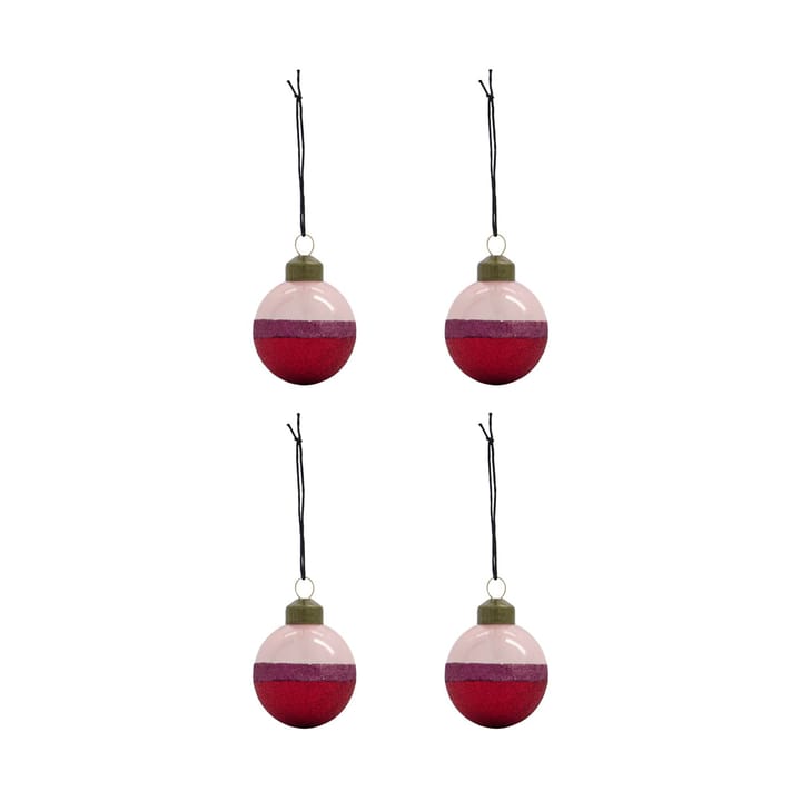Stripe クリスマスオーナメント Ø8 cm 4個 - Pink-red - House Doctor | ハウスドクター