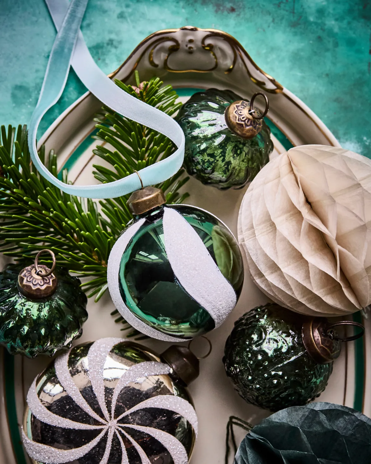 Twister クリスマスオーナメント Ø6 cm 4個, Green-white House Doctor | ハウスドクター