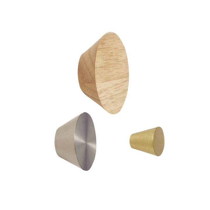 ノブ 3個 - Metal-wood-nickel-brass - Hübsch