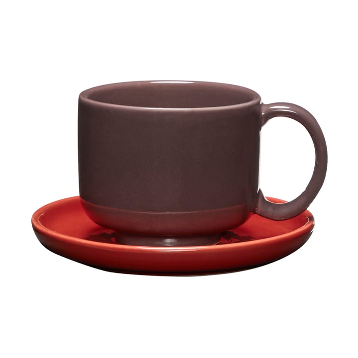 Amare ソーサー付きカップ - Burgundy red - Hübsch