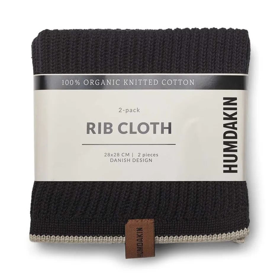 Humdakin リブ ディッシュクロス 28x28 cm 2個セット, Coal-light stone Humdakin